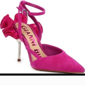 Gianni Bini Fuchsia Heels with Floral Accent